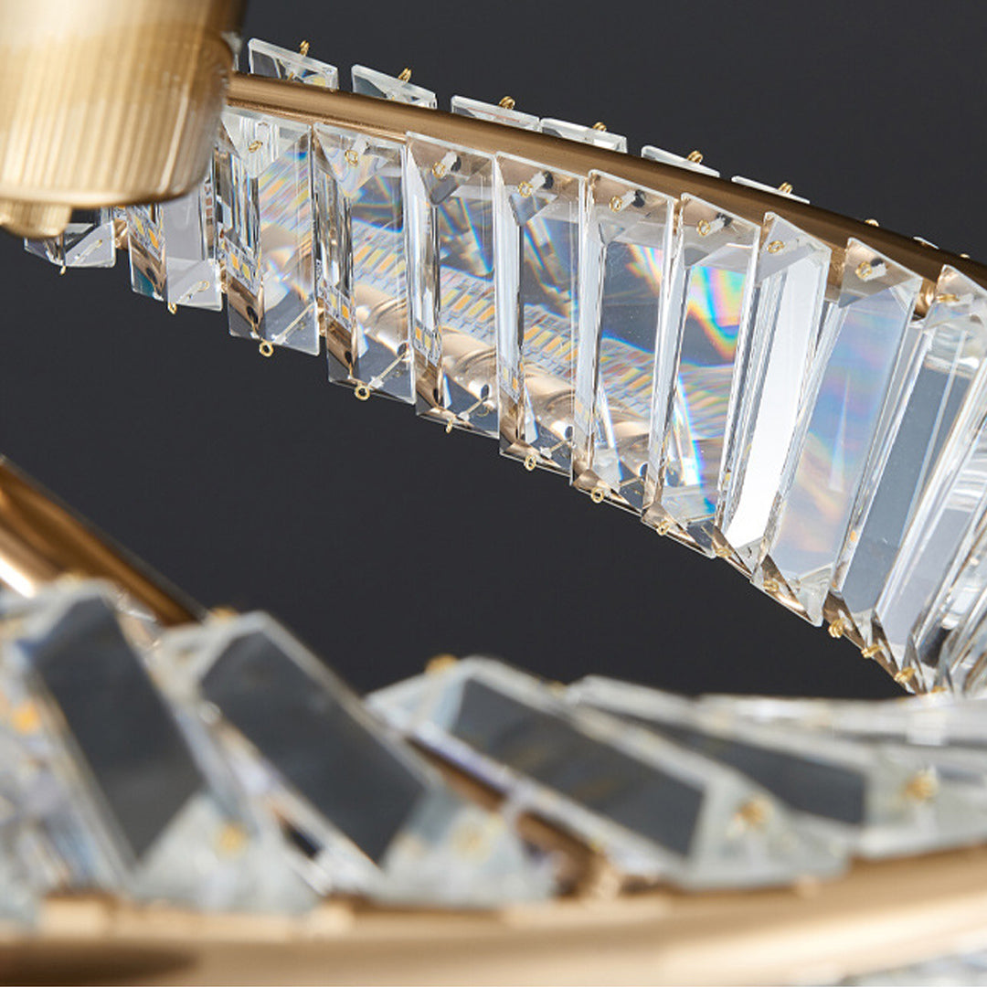 Möbius Ring Flush-Mount Crystal Chandelier — Gold, K9 Crystal, 3-Step Dimming, 54W–90W, 19.7"–31.5"
