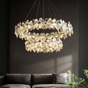 French Flower Crystal Chandelier — Mirror-Polished Metal, K9 Crystal, Stepless Dimming 3000K–6000K, Remote Control, Multiple Sizes