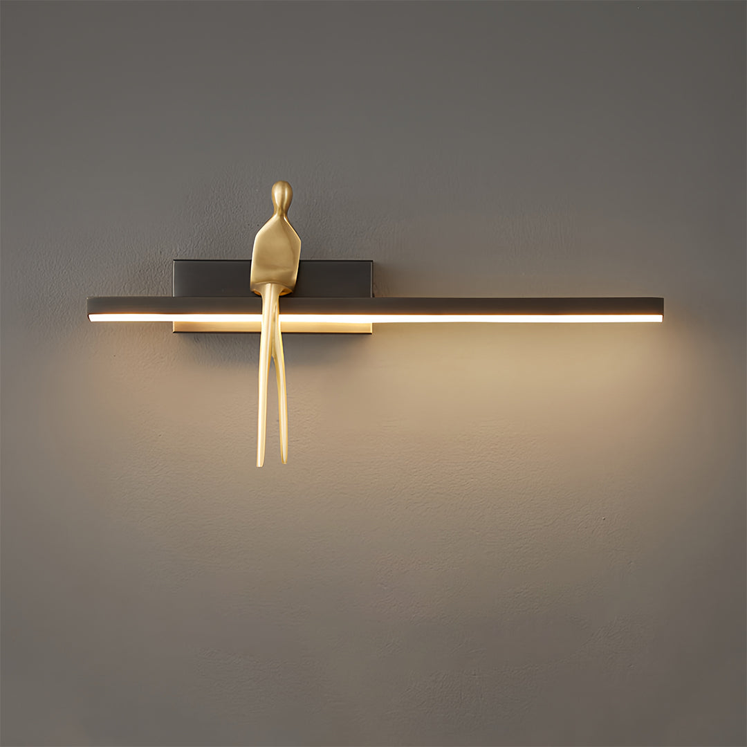 Minimalist Italian Man-Figure Wall Sconce — Full Copper, Acrylic, 5W LED, 3-Step Dimming