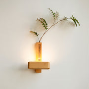 Minimalist Wood Wall Sconce with Glass Vase — Acrylic Diffuser, USB Rechargeable, Wireless Magnetic Mount