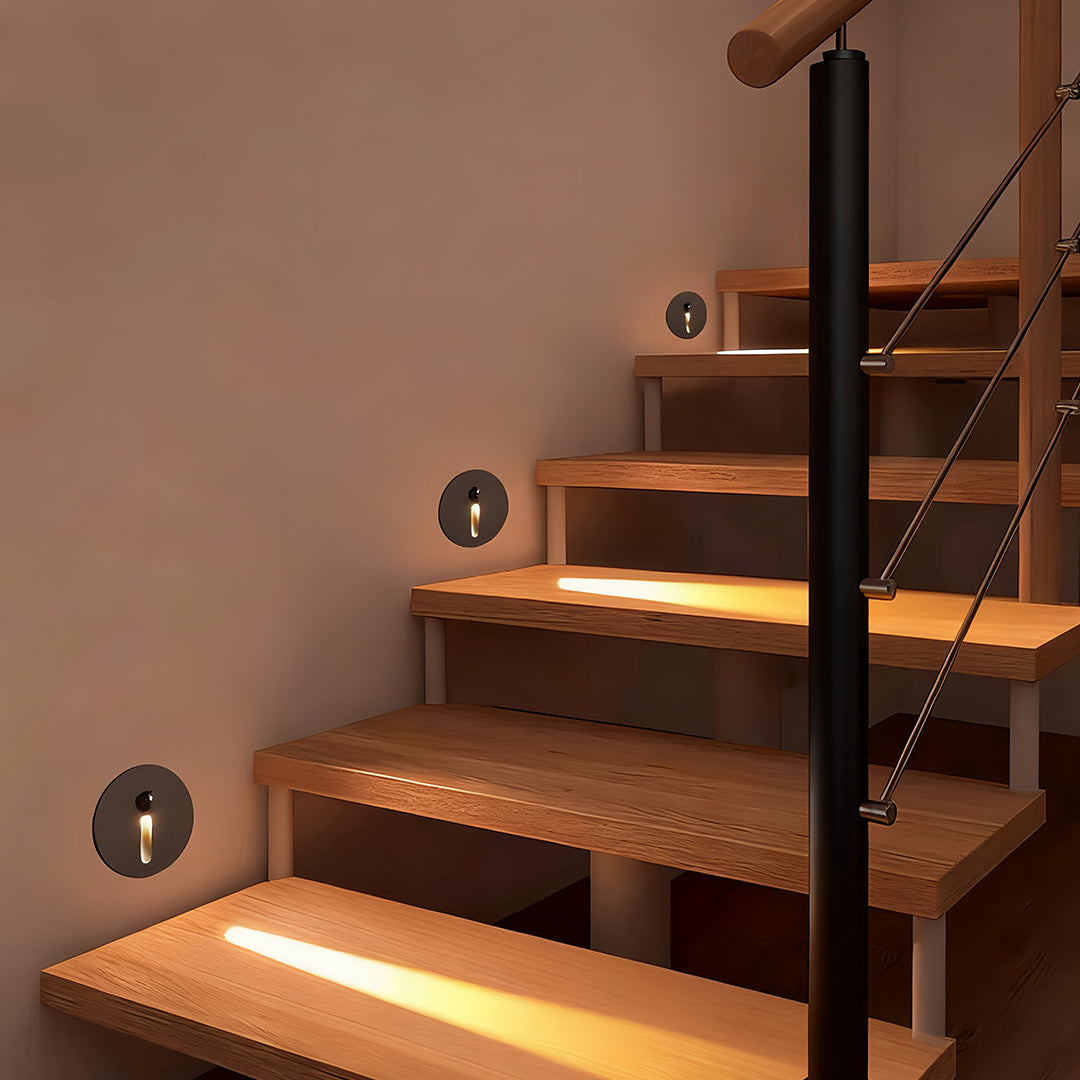 Flush-Mount LED Stair Step Light — Aluminum, 1W 4000K, Infrared Motion Sensor, IP54, Hardwired