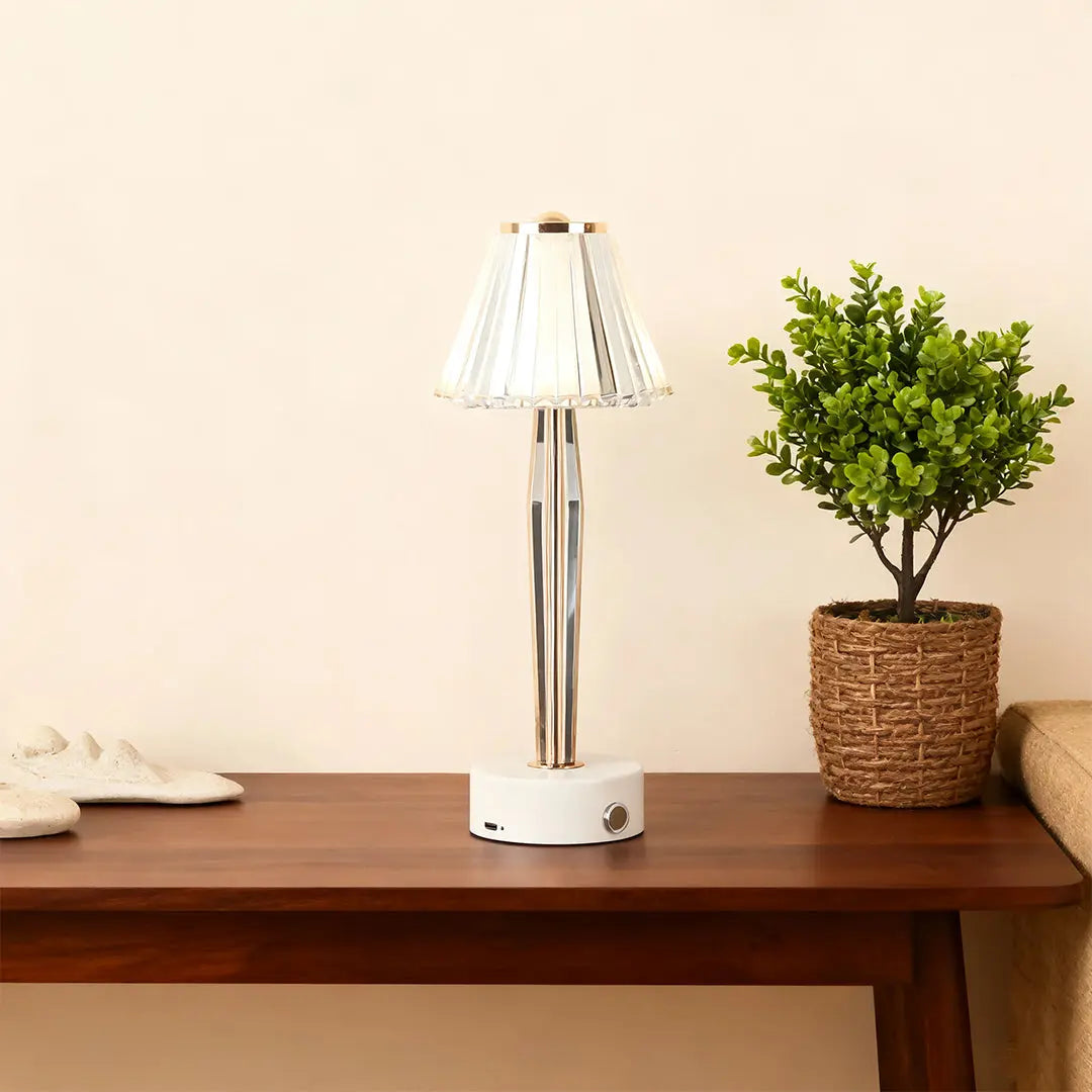 Classic Iron Body Table Lamp with USB Touch Control and Acrylic Shade Luxe