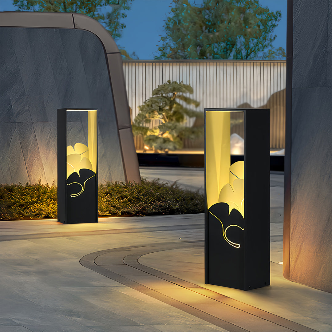 Artistic Column Outdoor Bollard Light — Black Galvanized Steel, Acrylic Shade, 10W LED, 3000K, IP65