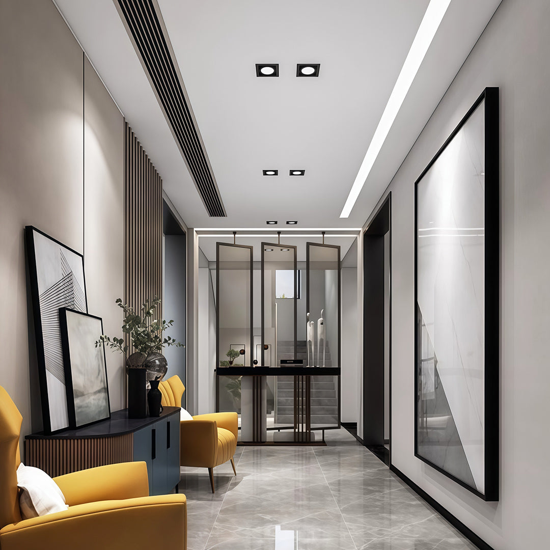 Square Recessed Downlight — Aluminum & Acrylic, LED, 7W–10W, 3000K / 4000K / 6000K, Ra90, Single- or Double-Head