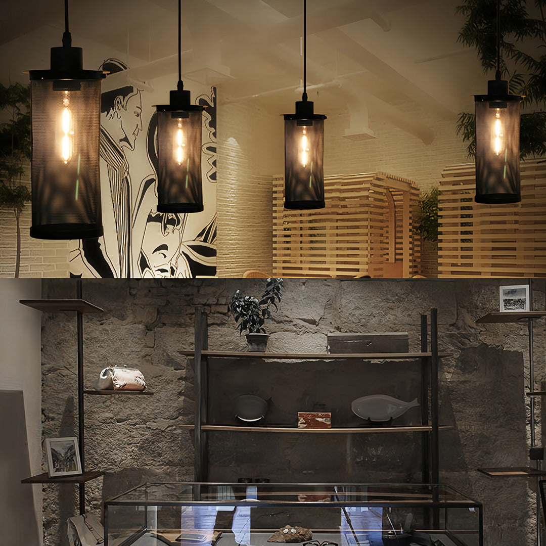 Retro Industrial Mini Pendant — Black Iron, 3-Light E27, 12W Warm White, Adjustable Chain