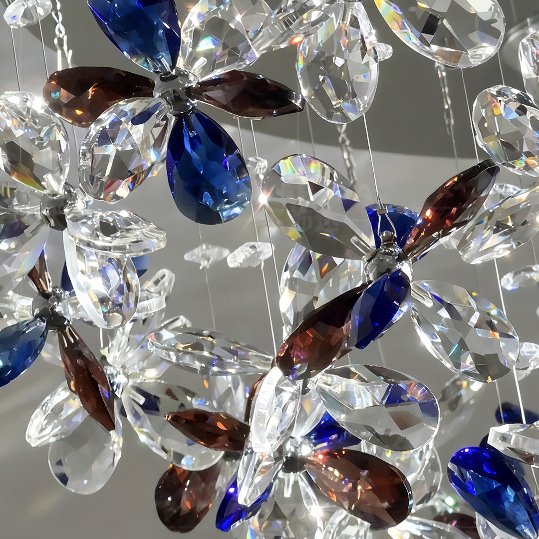Round Crystal Flush-Mount Ceiling Light — Stainless Steel, French, 30W/40W LED, 3-Step Dimming, 19.7" or 23.6"