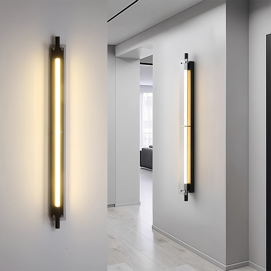 Black Linear Up/Down Wall Sconce — Iron and Glass, LED Hardwired, 12–24W, 60cm–120cm