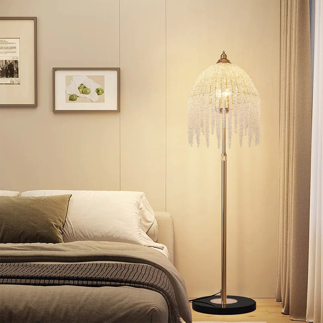 Luxury LED Floor Crystal Lamps with Decorative Hardware Lighting Luxe