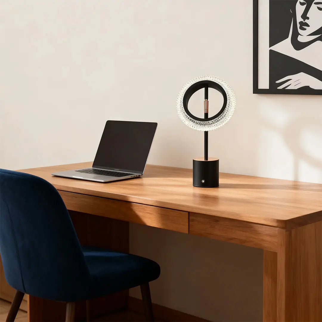 Minimalist Modern Ring Table Lamp with Creative Touch Charging Design Luxe