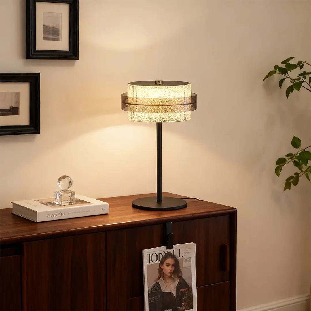 Vintage Iron Frame Table Lamp with PS Lampshade for Atmospheric Lighting Luxe