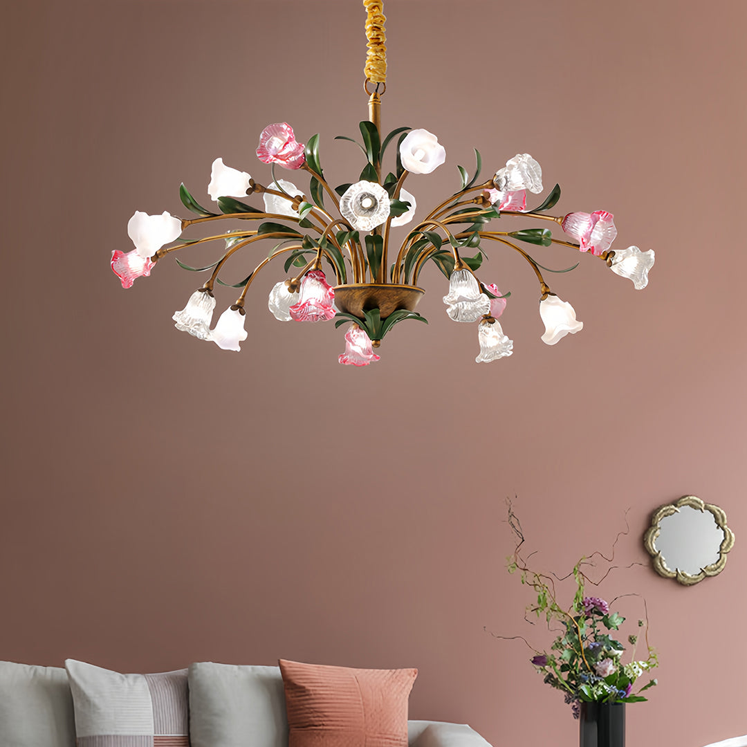 Vintage Floral Branch Chandelier — Iron and Glass, G4 3-Step Dimming, 12 to 35-Head