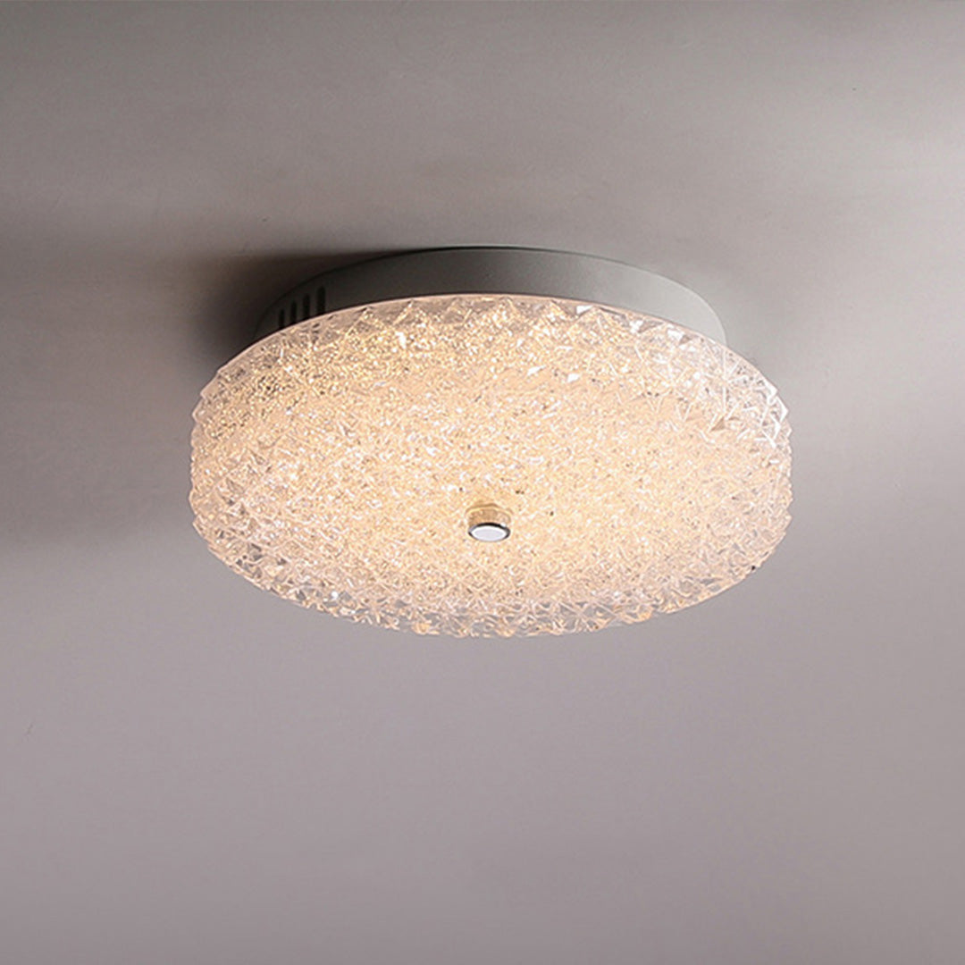 Crystal Sand Glass Flush Mount — Chrome Iron, LED, Dimmable, 25cm / 40cm, Remote Control