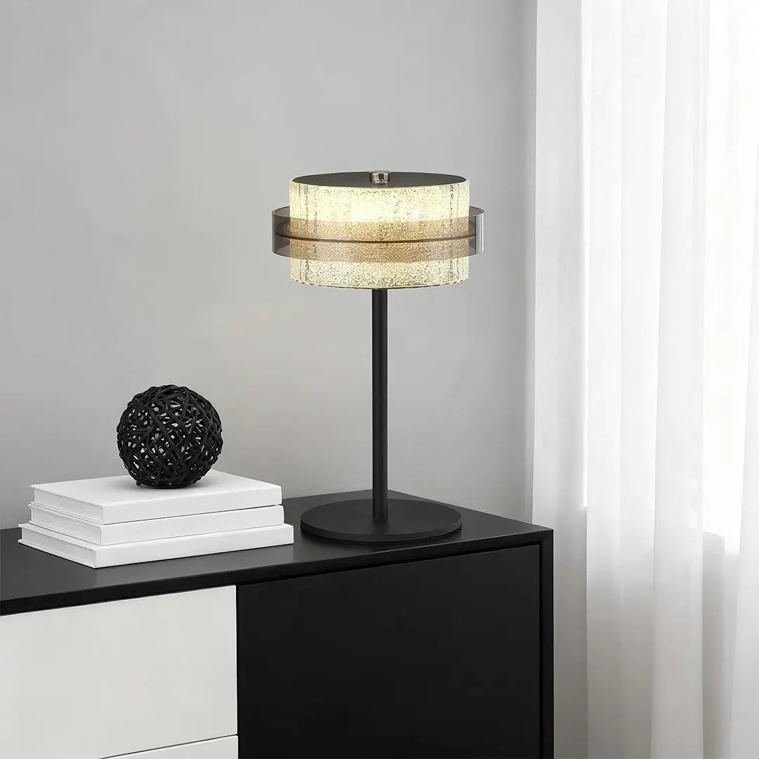Vintage Iron Frame Table Lamp with PS Lampshade for Atmospheric Lighting Luxe