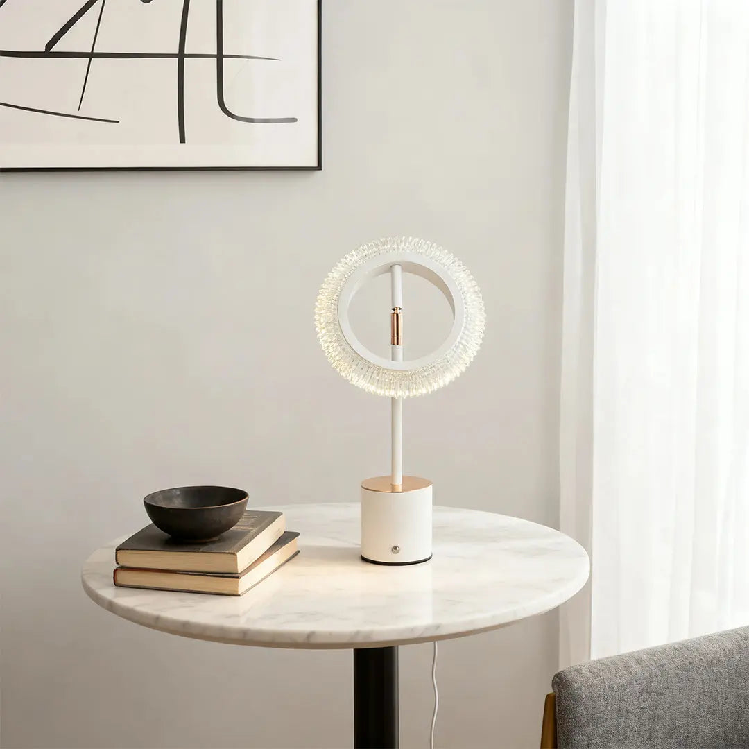 Minimalist Modern Ring Table Lamp with Creative Touch Charging Design Luxe