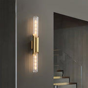 Cylindrical Up/Down Wall Sconce — Full Brass, Transparent Glass Shade, E14, 5W, 3000K/4000K/6000K