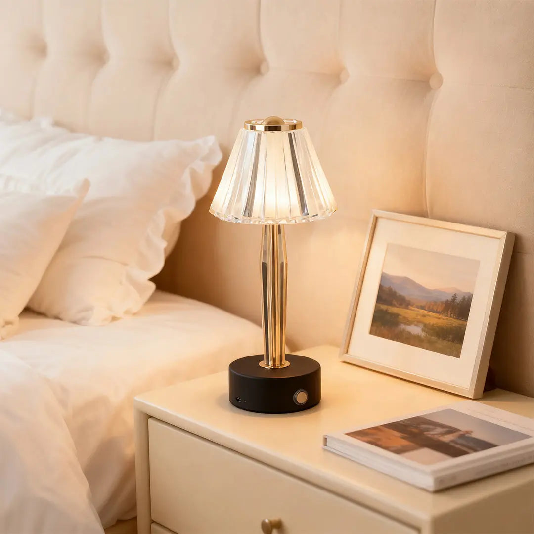 Classic Iron Body Table Lamp with USB Touch Control and Acrylic Shade Luxe