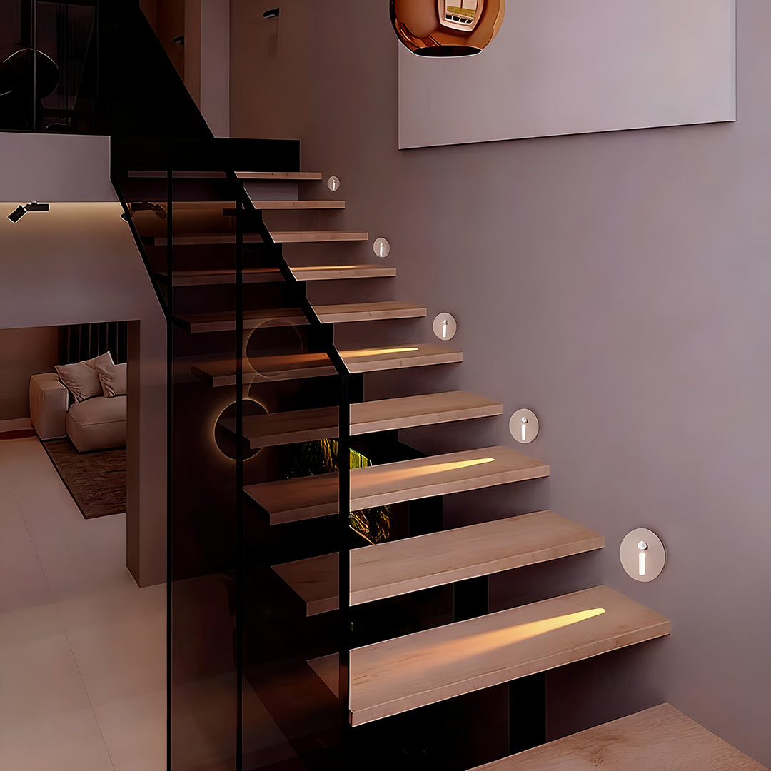 Flush-Mount LED Stair Step Light — Aluminum, 1W 4000K, Infrared Motion Sensor, IP54, Hardwired
