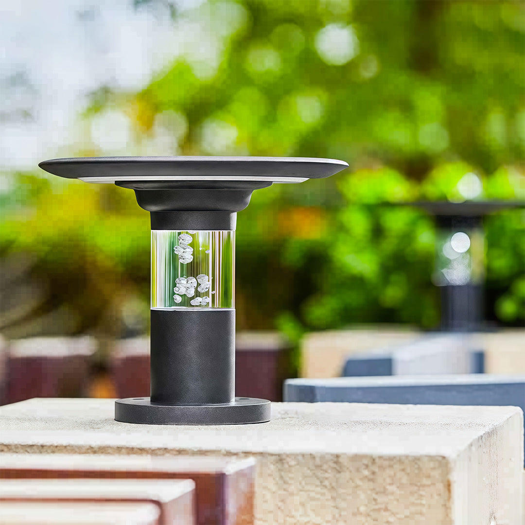 Solar Post Cap Light — Black Die-Cast Aluminum, 5W LED, Dual Color Temperature, IP65 Weatherproof