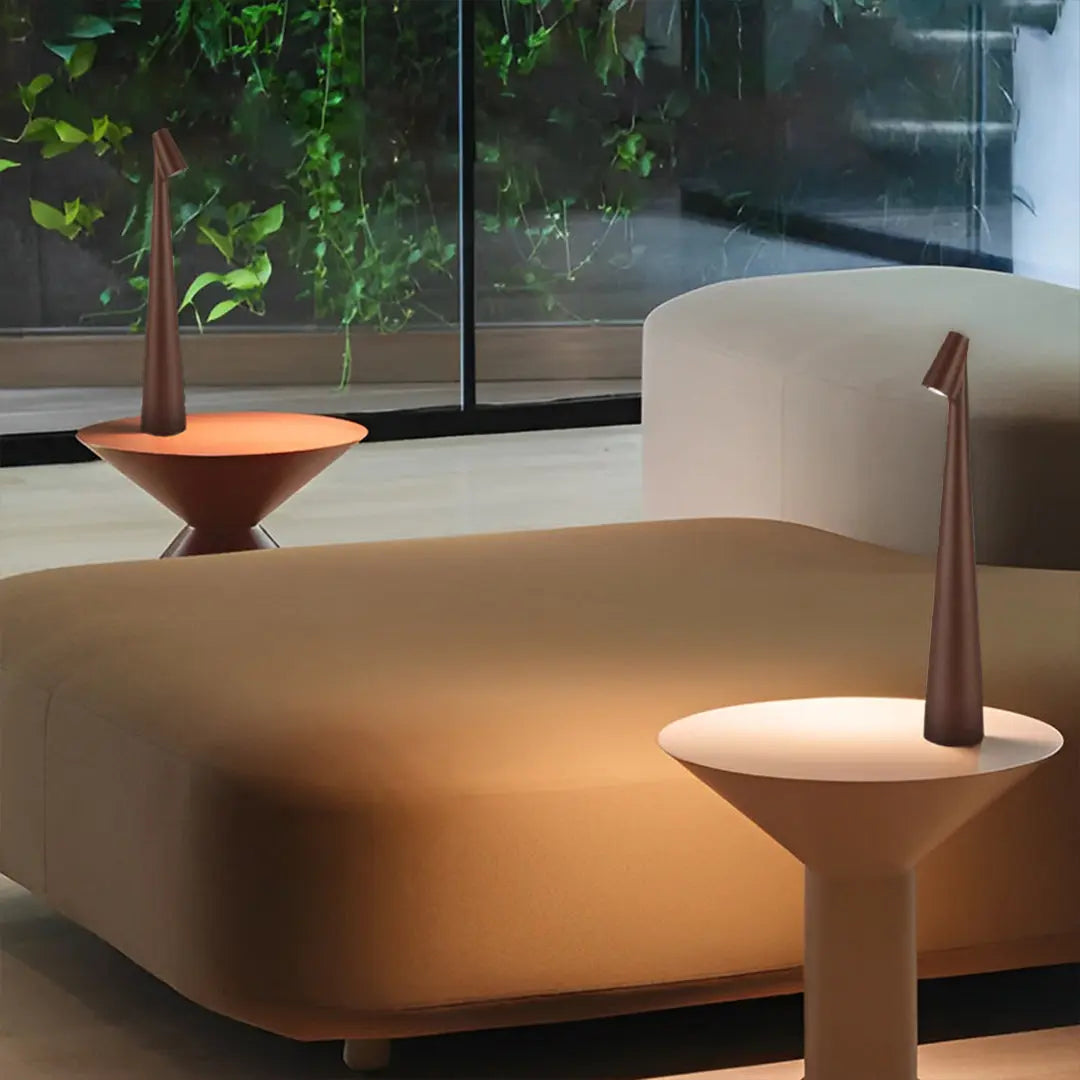 LED Accent Table Lamp with a Modern Conical Stem Luxe