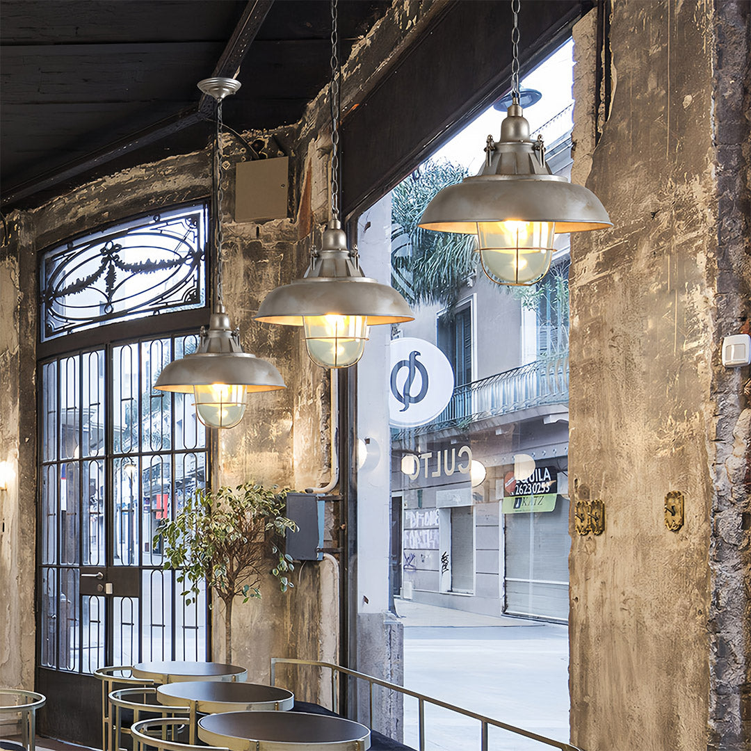 Vintage Industrial Pendant — Aluminum and Glass, E27, 3000K Warm White, Adjustable Chain, 3 Styles