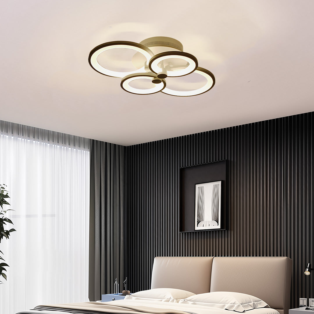 Overlapping Rings LED Semi-Flush Mount — Metal and Acrylic, 4-Light / 6-Light / 8-Light, Dimmable