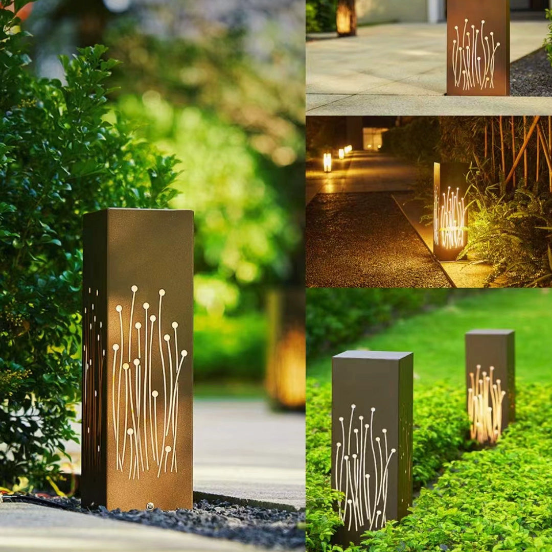 Modern Outdoor Bollard Path Light — Coffee Aluminum, 10W LED, 3000K, IP65, 110-277V