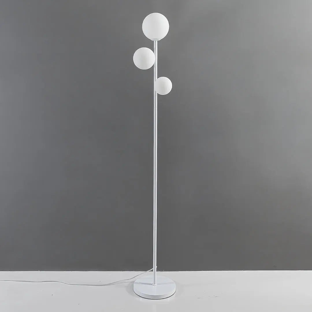 Modern Globe Floor Lamp with 3 Lights in Gold, Black, and White - Standing Design Luxe