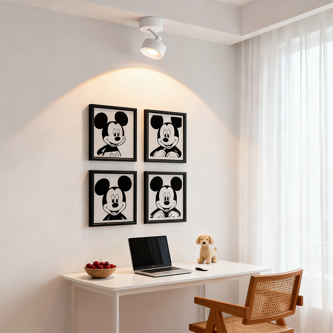 Adjustable LED Surface-Mount Spotlight — Aluminum & Acrylic, 10W, 350° Rotation, Ra98, 3000K / 4000K / 6000K, Black or White