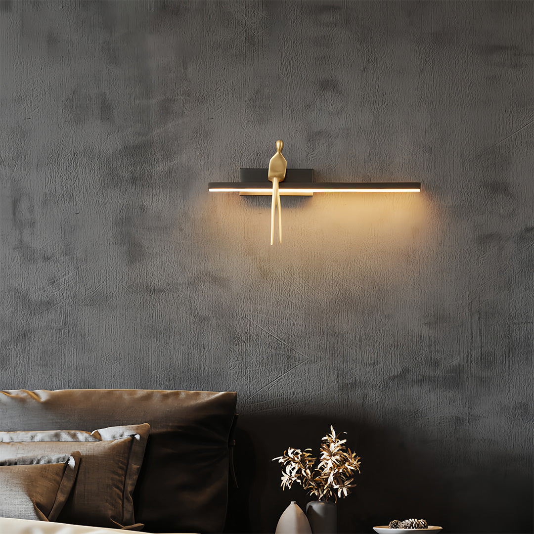 Minimalist Italian Man-Figure Wall Sconce — Full Copper, Acrylic, 5W LED, 3-Step Dimming