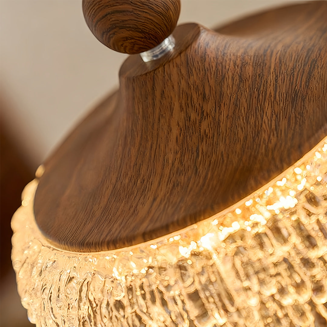 Teardrop Mini Pendant — Walnut Iron, Acrylic Shade, 15W, 3-Step Dimming (3000K/4000K/6000K), Adjustable Wire