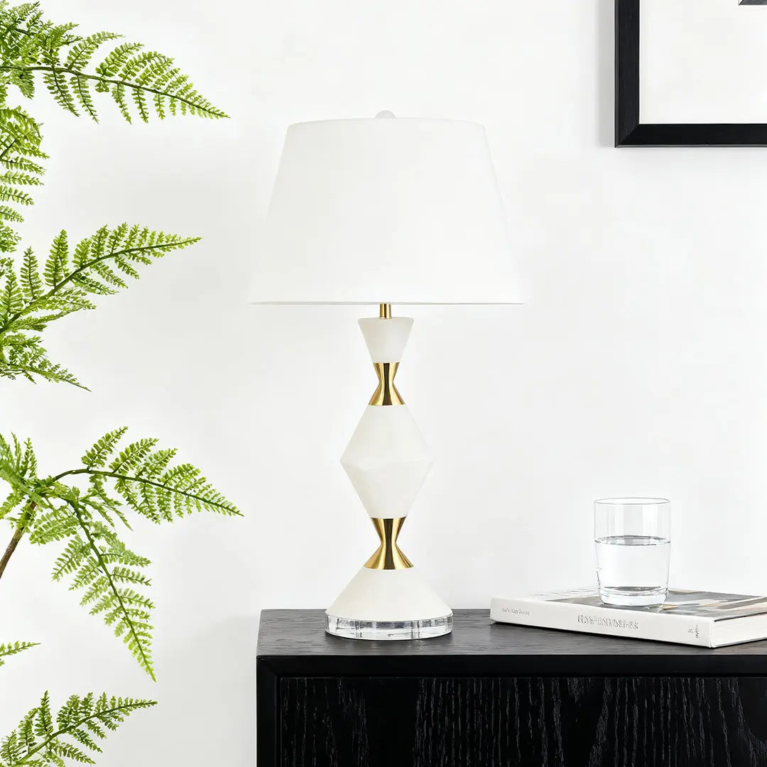 Elegant White Contemporary Table Lamps with Gold Accents Luxe