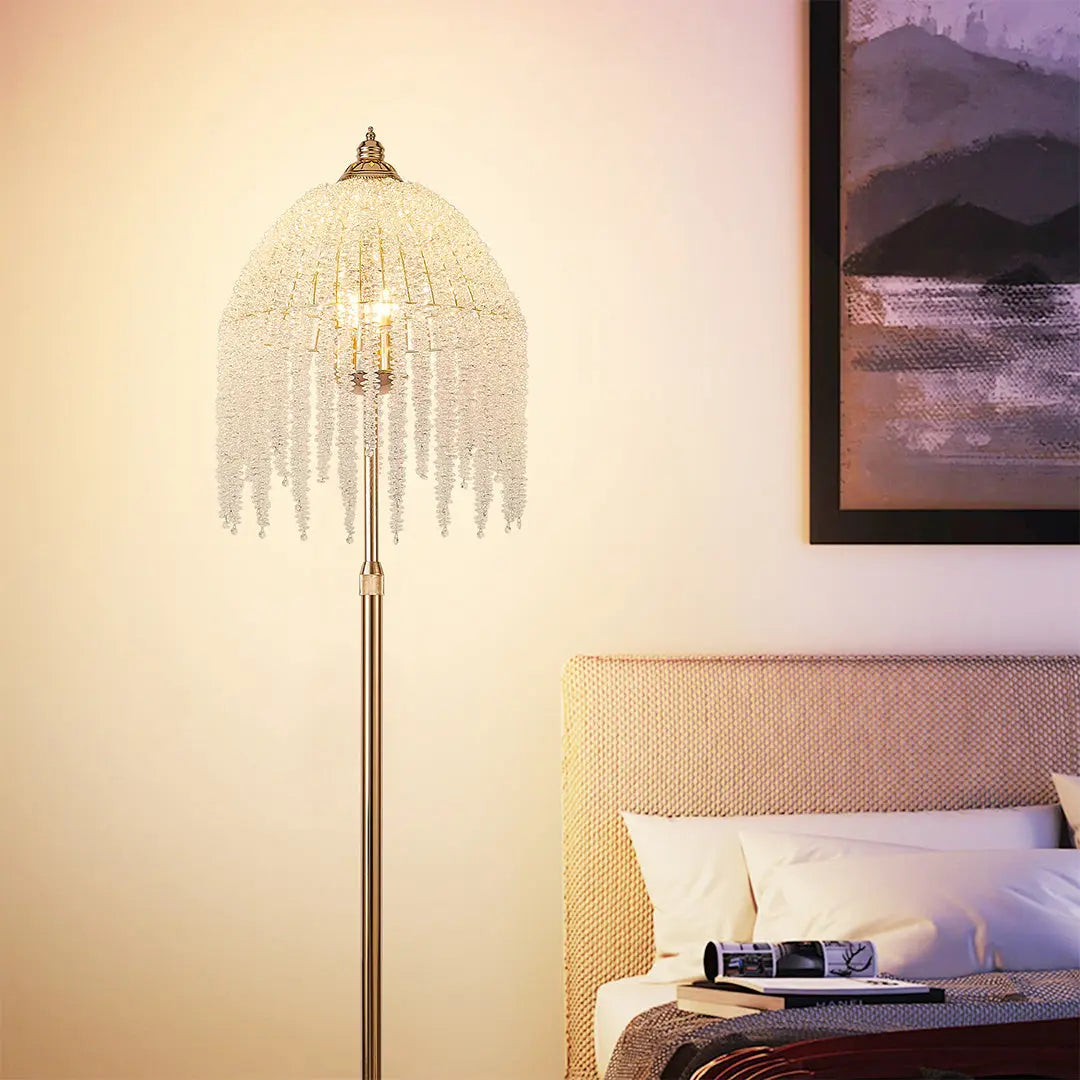 Luxury LED Floor Crystal Lamps with Decorative Hardware Lighting Luxe