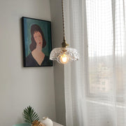 Hammered Glass Mini Pendant — Brass, E27, Adjustable 1.5m Cord, Transparent or Dark Green