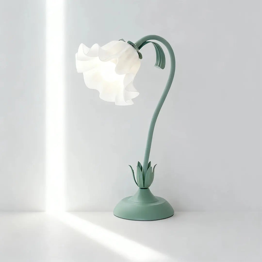 Vintage French Floral Table Lamp with Twistable White Glass and Green Accents - DIY Design Luxe