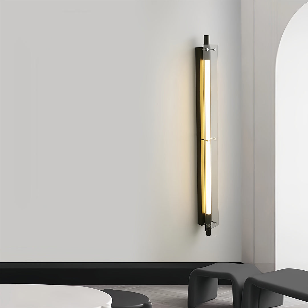 Black Linear Up/Down Wall Sconce — Iron and Glass, LED Hardwired, 12–24W, 60cm–120cm
