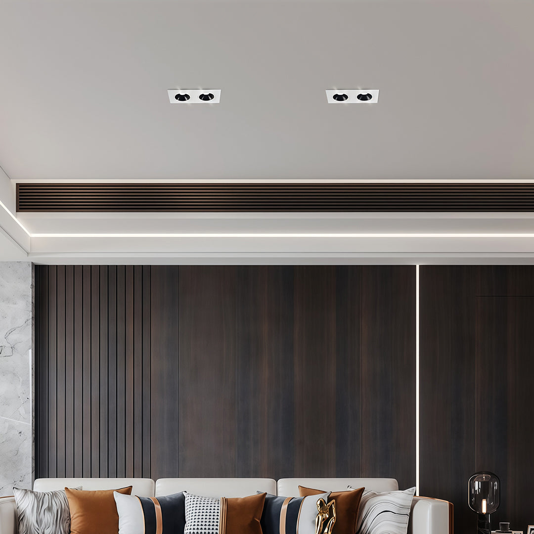 Square Recessed Downlight — Aluminum & Acrylic, LED, 7W–10W, 3000K / 4000K / 6000K, Ra90, Single- or Double-Head