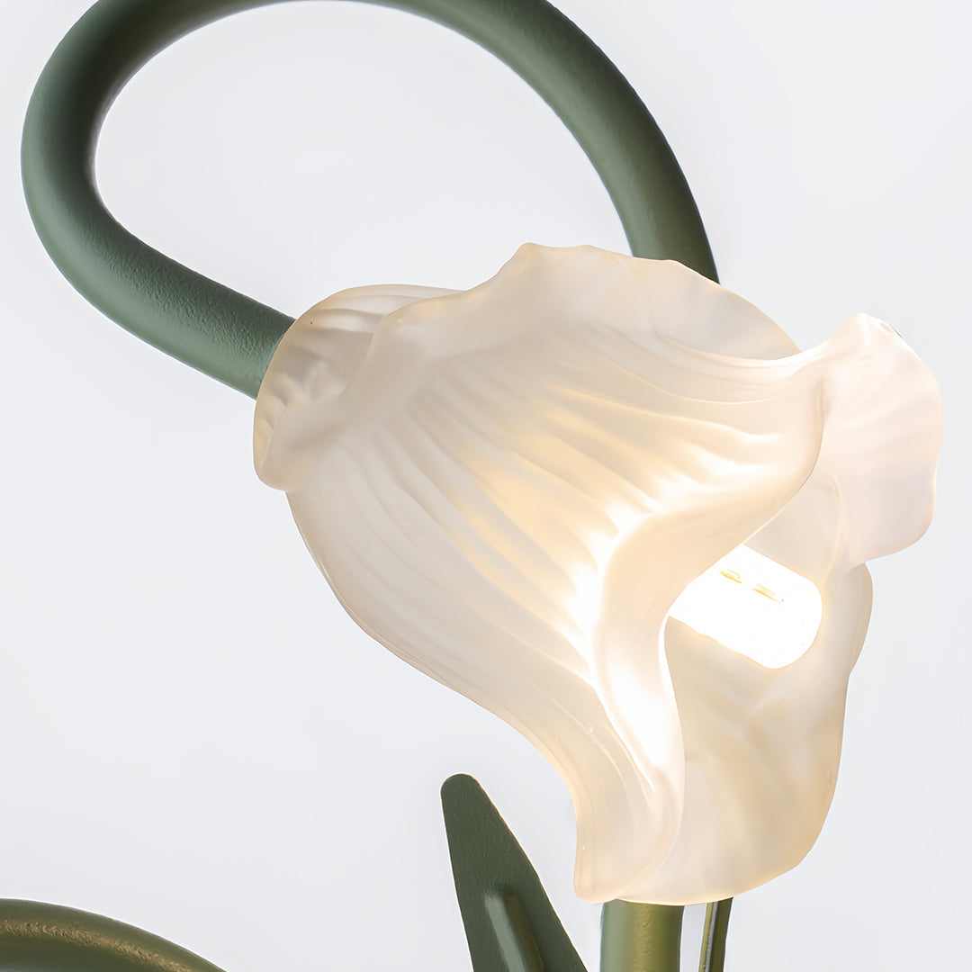 French Country Flower Wall Sconce — Iron and Clear Glass, Green Finish, G4, Three-Step Dimming (3000K/4500K/6000K)