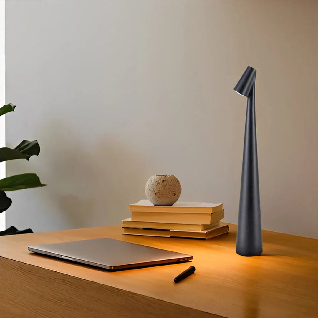 LED Accent Table Lamp with a Modern Conical Stem Luxe