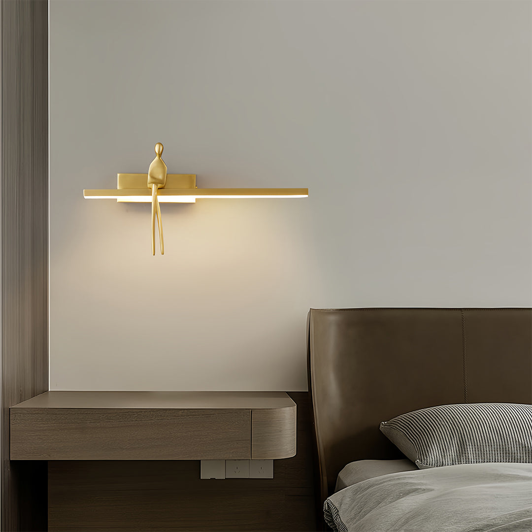 Minimalist Italian Man-Figure Wall Sconce — Full Copper, Acrylic, 5W LED, 3-Step Dimming