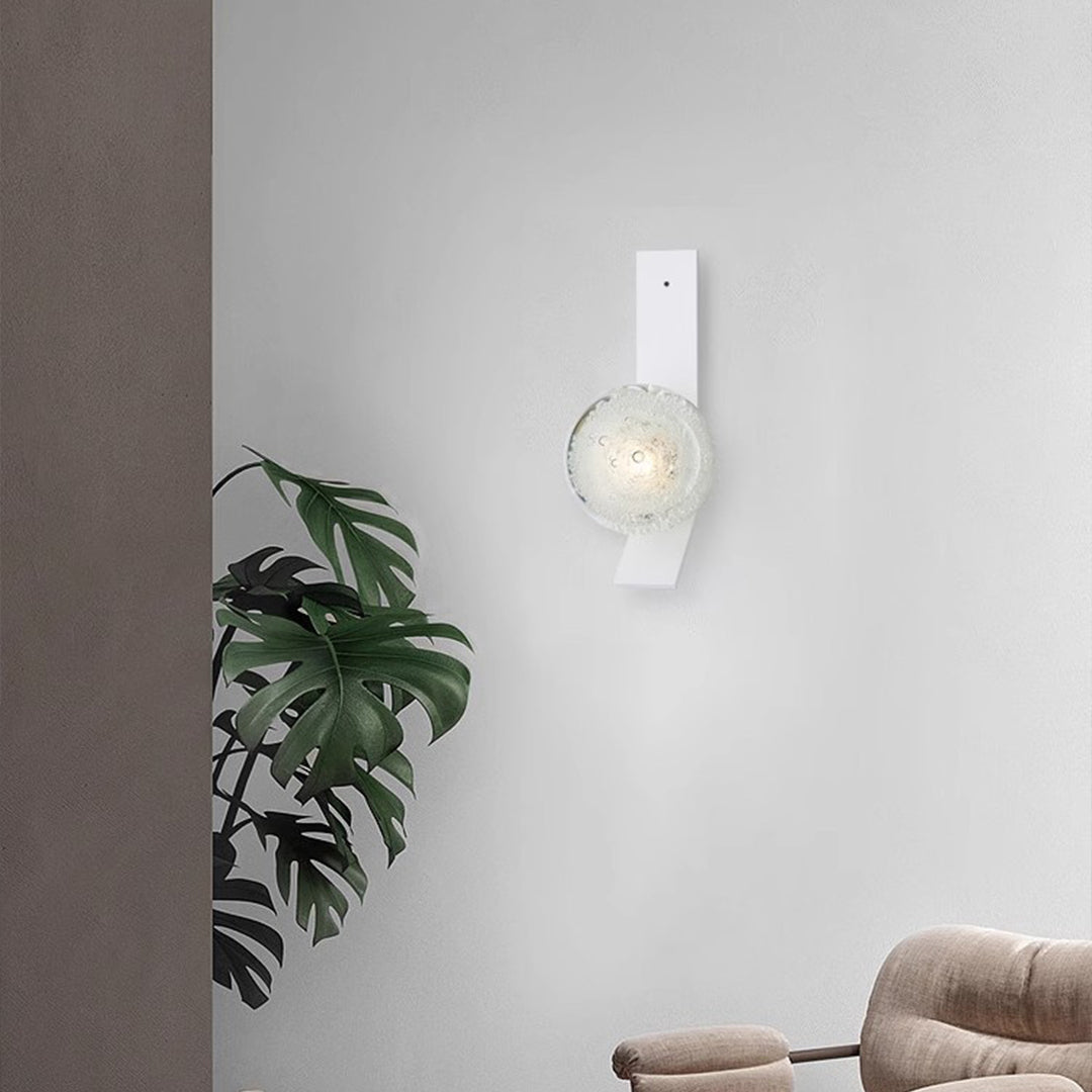 Glass Bubble Wall Sconce — Iron Frame, LED 3000K, Single 7W or Dual 14W, Gold / White / Black / Bronze