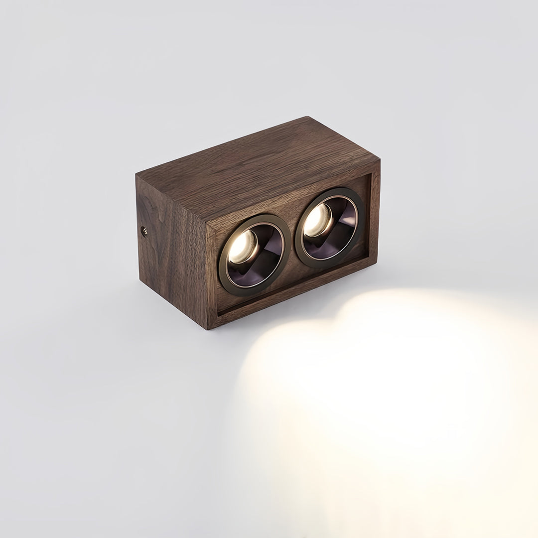 Walnut-Finish Multi-Head Surface-Mount Downlight — Aluminum, LED Integrated, 4000K, 1- to 4-Light, 7–28W