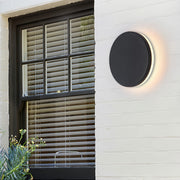 Modern Circular Outdoor Wall Sconce — Die-Cast Aluminum, Acrylic Shade, LED, IP54, 6" or 8"