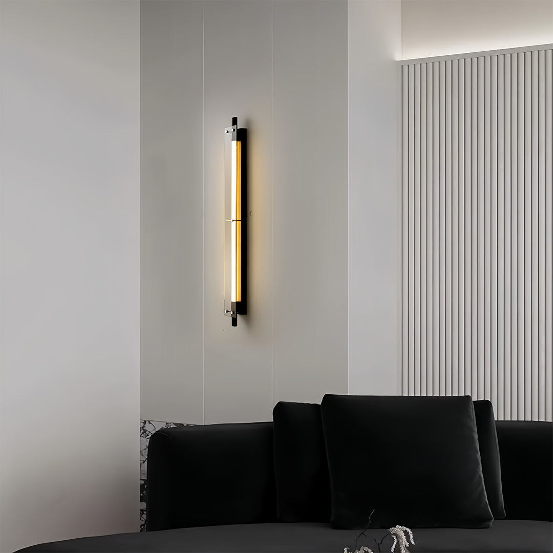Black Linear Up/Down Wall Sconce — Iron and Glass, LED Hardwired, 12–24W, 60cm–120cm