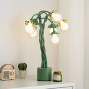 Artistic Globe Decorative Light: Retro Green Table Lamp with French Floral Design Luxe