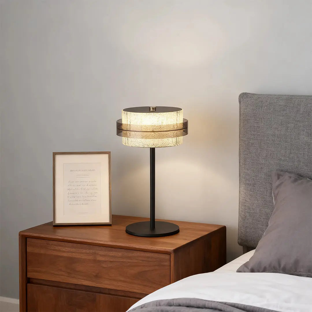 Vintage Iron Frame Table Lamp with PS Lampshade for Atmospheric Lighting Luxe