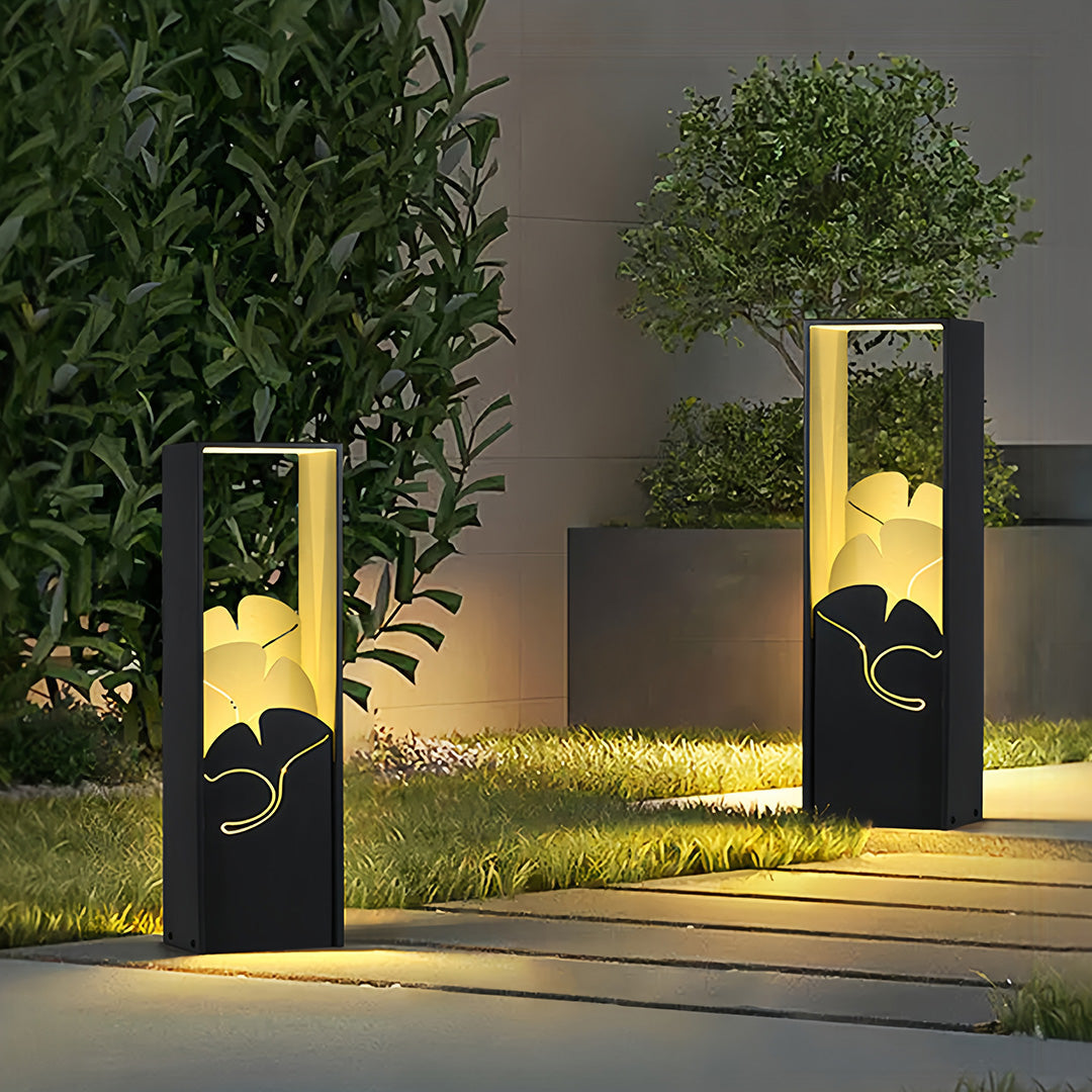 Artistic Column Outdoor Bollard Light — Black Galvanized Steel, Acrylic Shade, 10W LED, 3000K, IP65
