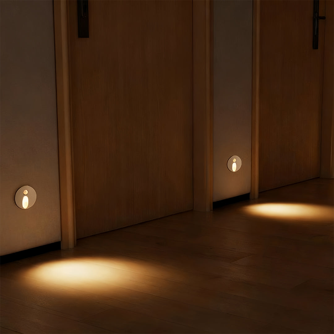 Flush-Mount LED Stair Step Light — Aluminum, 1W 4000K, Infrared Motion Sensor, IP54, Hardwired