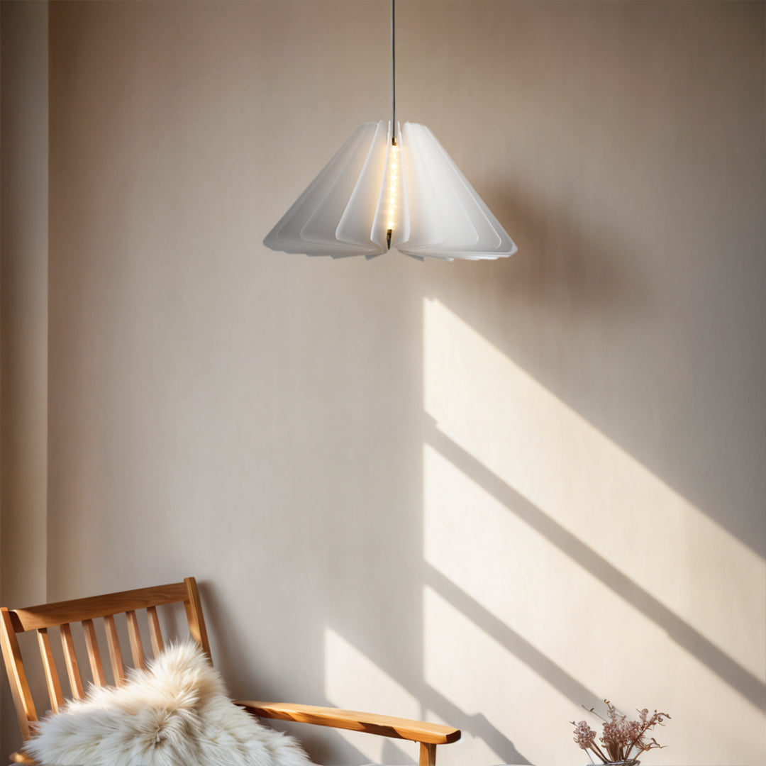 Geometric White PE Shade Pendant Light — 20W LED, 3000K Warm White, 1.5m Adjustable Cord