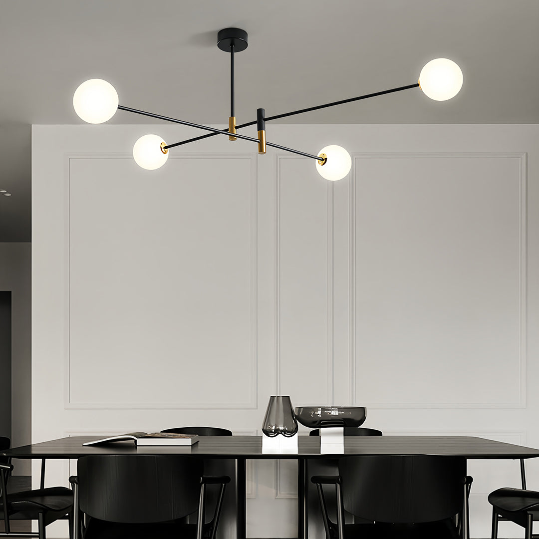 Branch Chandelier — Black and Gold Iron, Transparent Glass Shades, G9 3-Step Dimming (3000K/4000K/6000K), 4-, 6-, or 8-Light