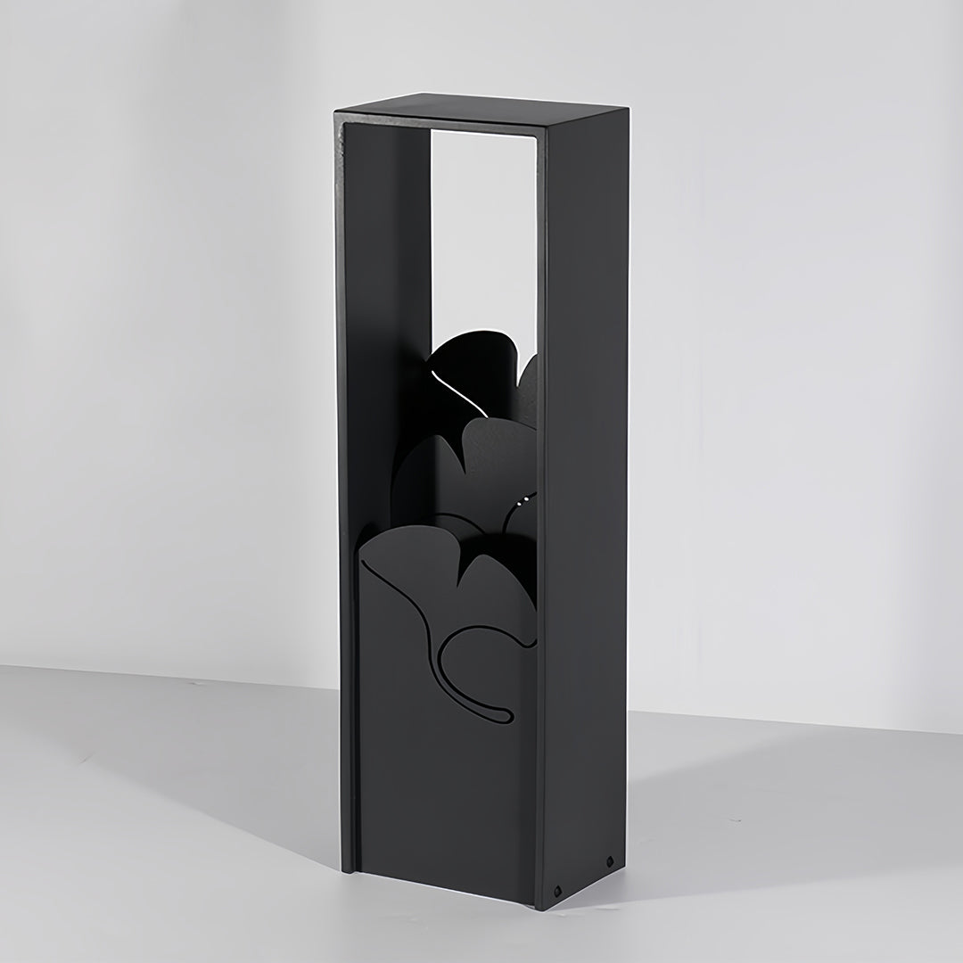 Artistic Column Outdoor Bollard Light — Black Galvanized Steel, Acrylic Shade, 10W LED, 3000K, IP65